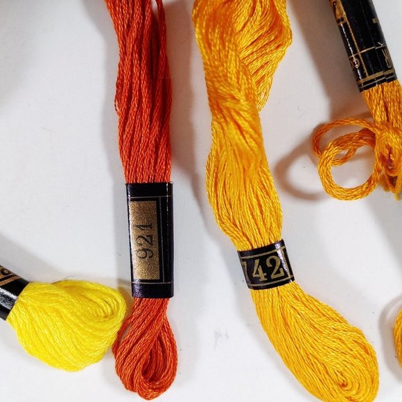 DMC and Anchor Mixed Lot of 29 Embroidery Cotton Floss Orange Yellow - Picture 3 of 7